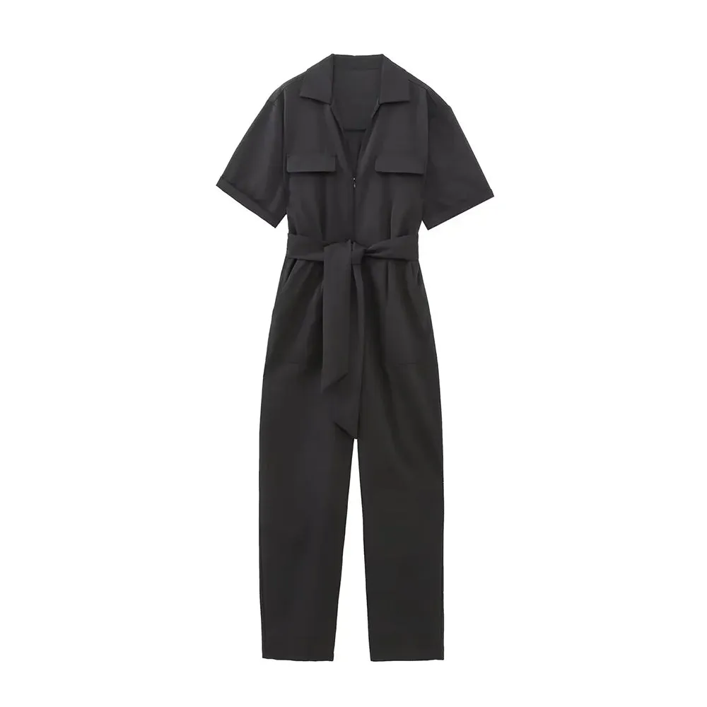 Mary – Fashionable Women's Black Jumpsuit