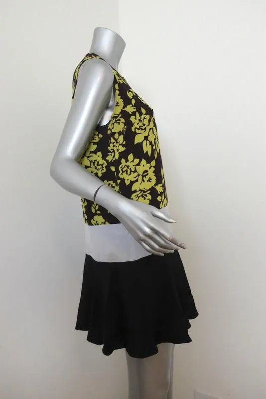 Mary Katrantzou Dress Antona Colorblock Floral Print Size US 6 Sleeveless Mini