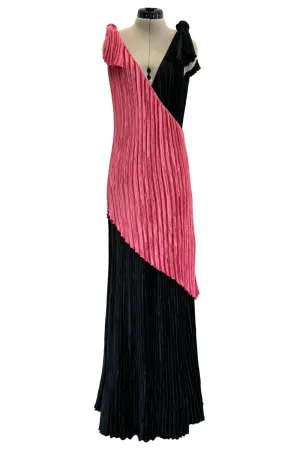 Mary McFadden Fall 1980 Salmon & Black Dress