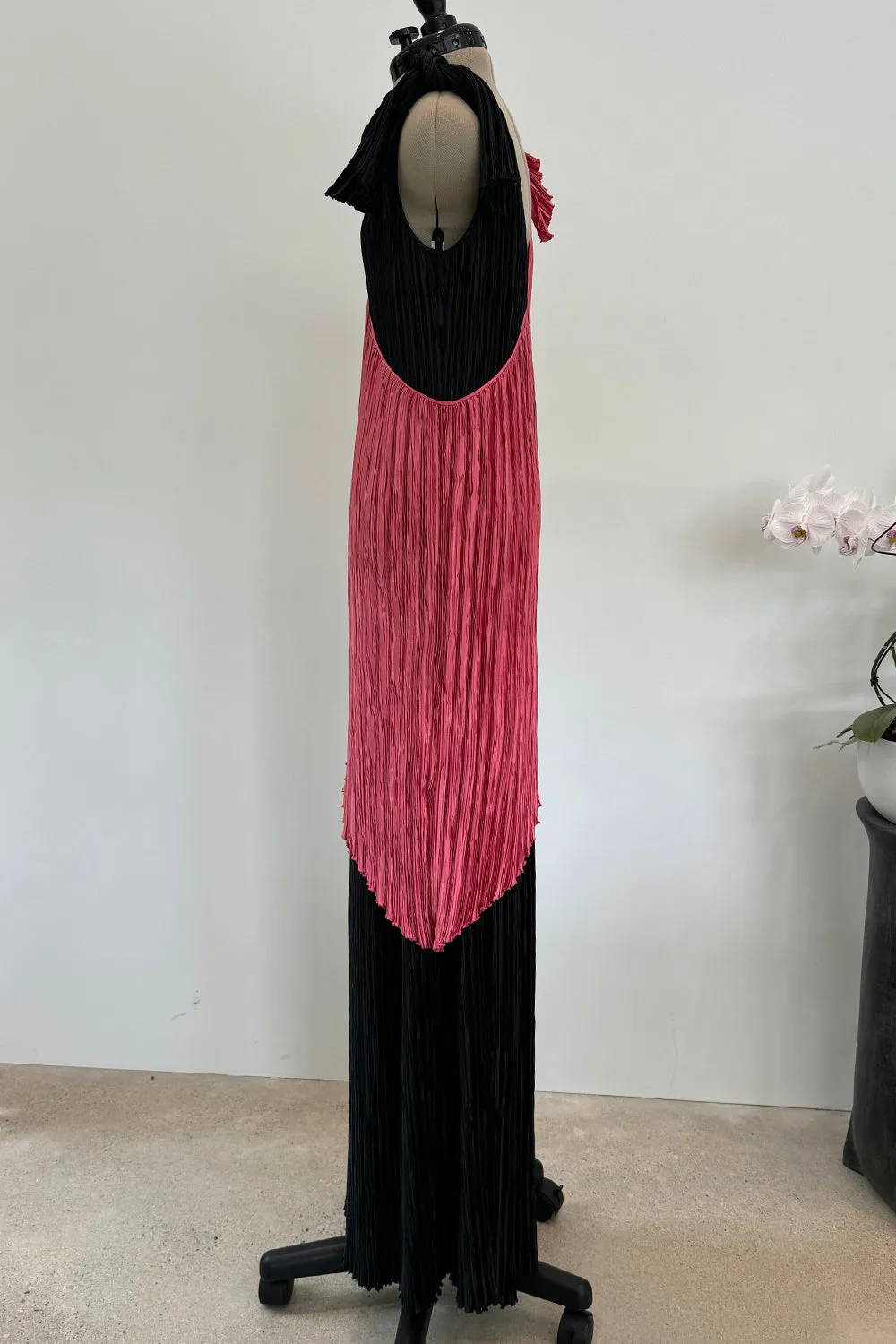 Mary McFadden Fall 1980 Salmon & Black Dress