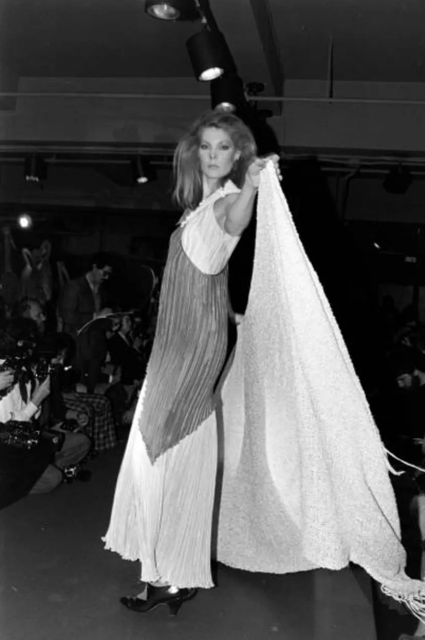 Mary McFadden Fall 1980 Salmon & Black Dress