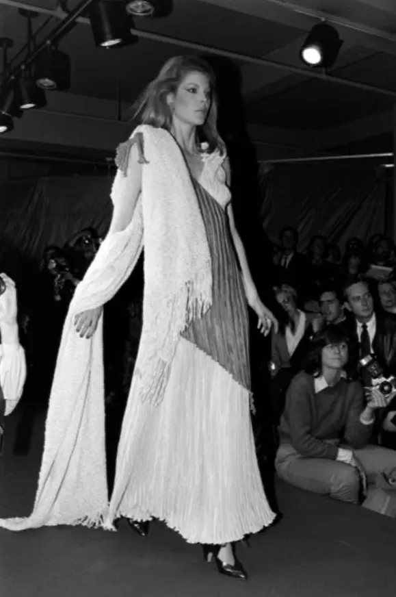 Mary McFadden Fall 1980 Salmon & Black Dress