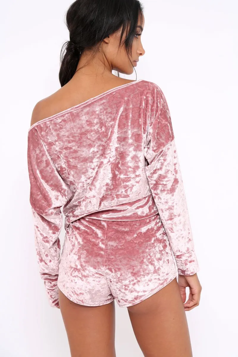 Mauve Velvet Loungewear Set - Portia