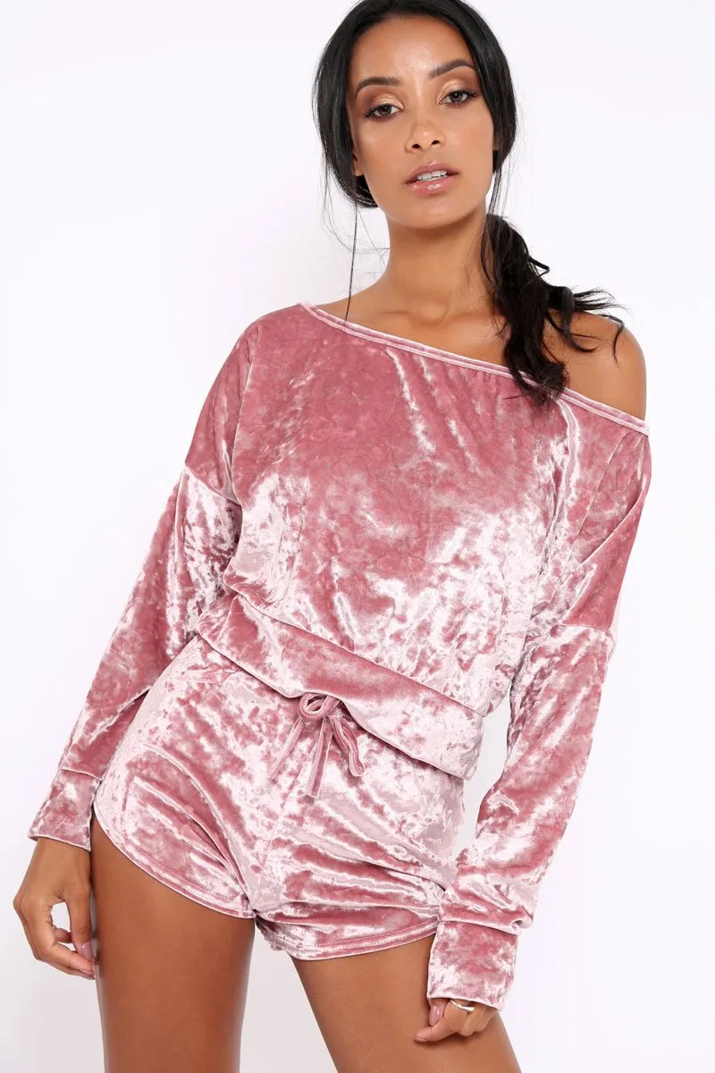 Mauve Velvet Loungewear Set - Portia