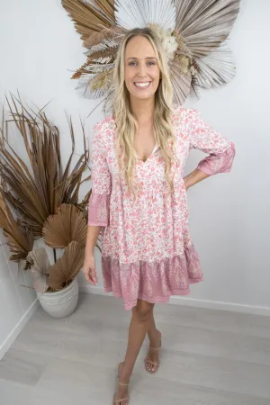 Melody Dress- Pink/white floral