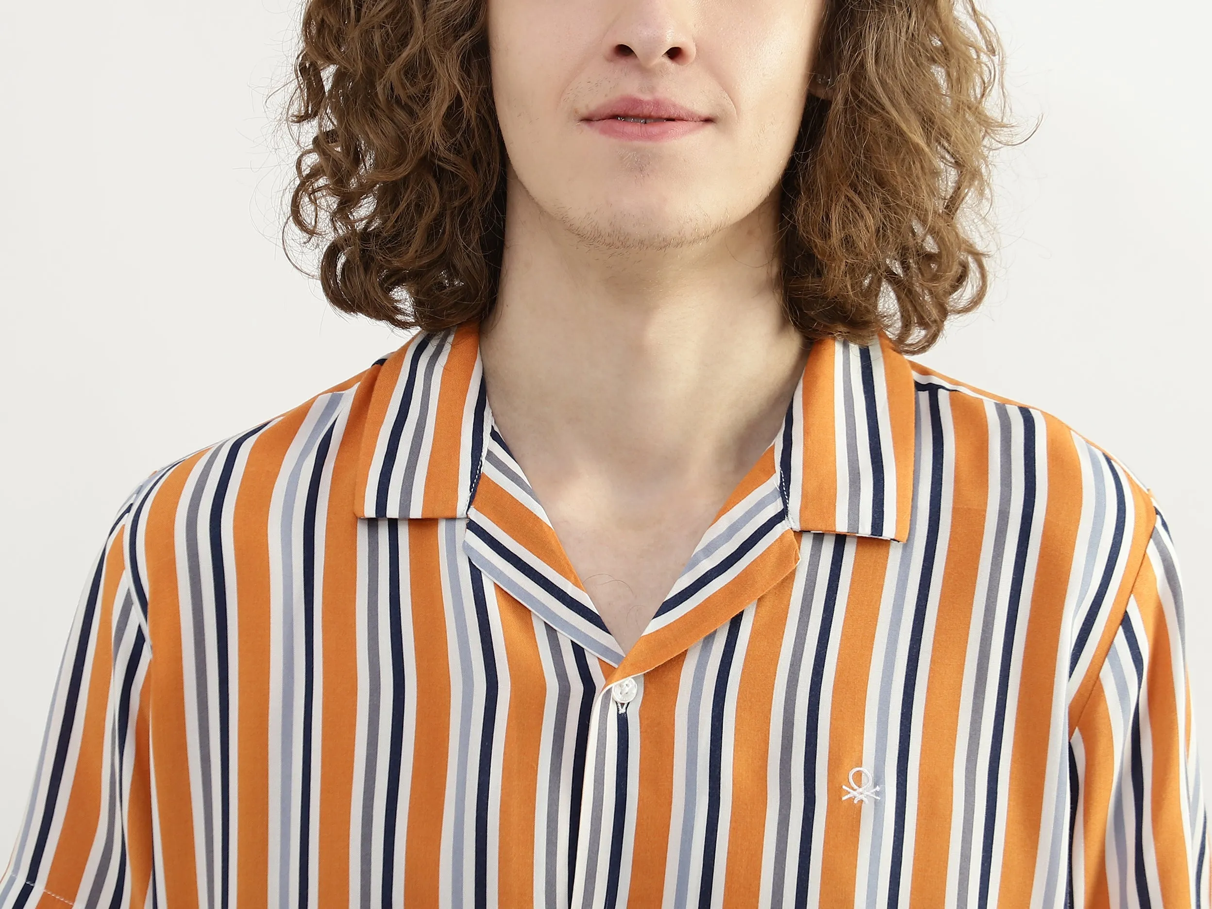 Men Striped Resort Collar Shirt