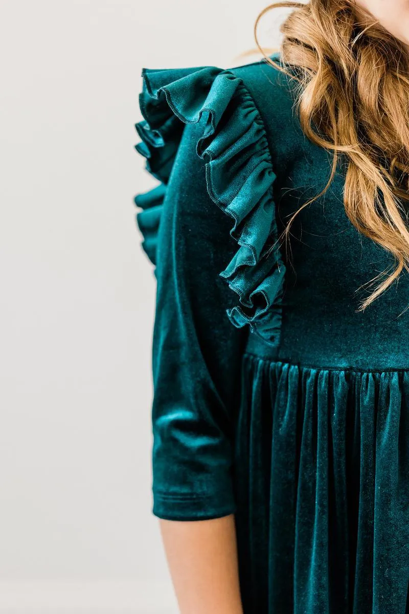 Mila & Rose Velvet Ruffle Twirl Dress