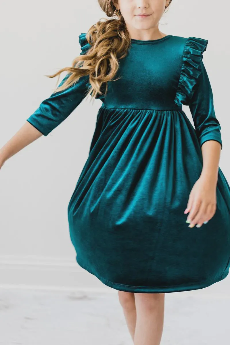 Mila & Rose Velvet Ruffle Twirl Dress