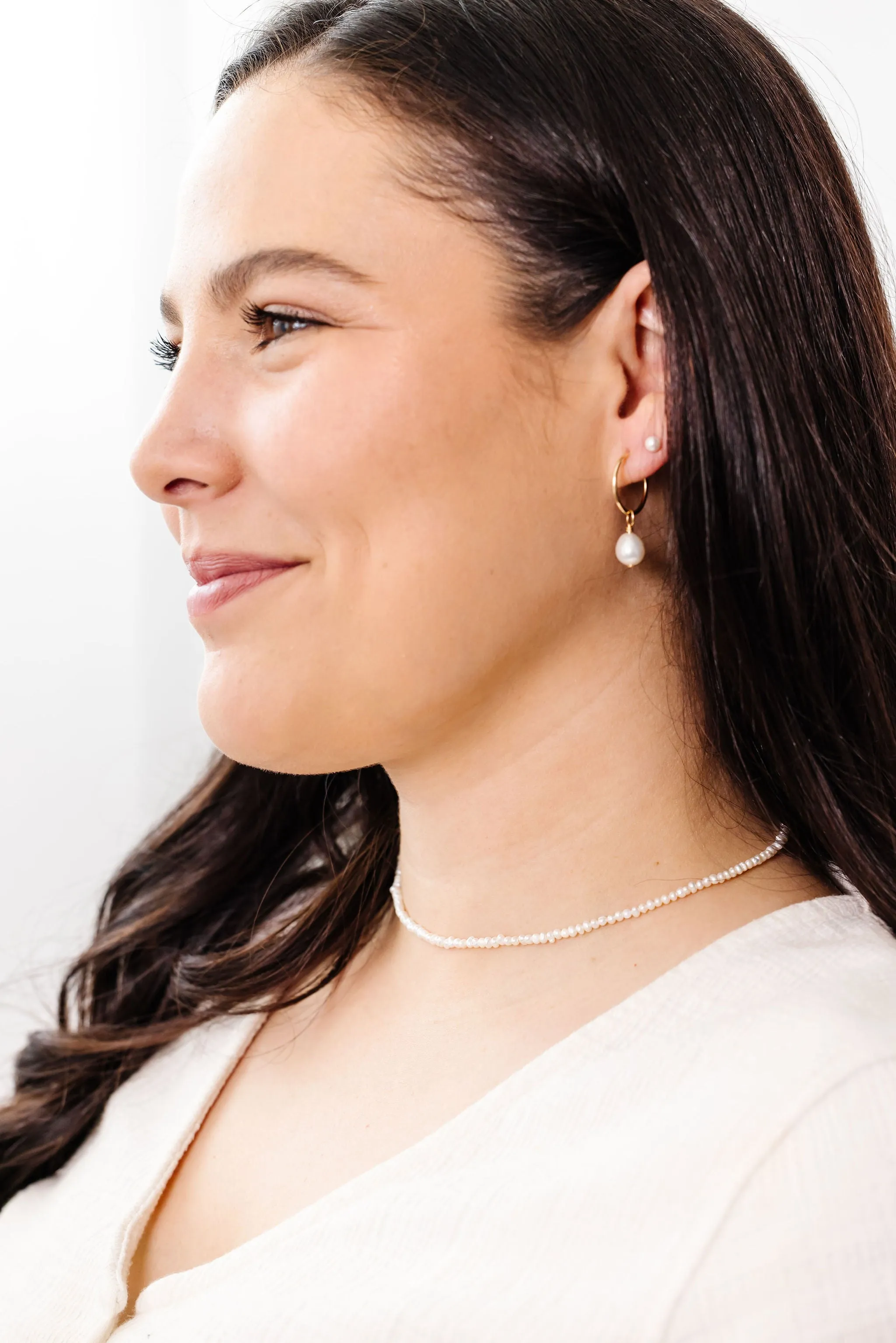 Mini Freshwater Pearl Necklace   Adult Bracelet Set (2MM Beads)