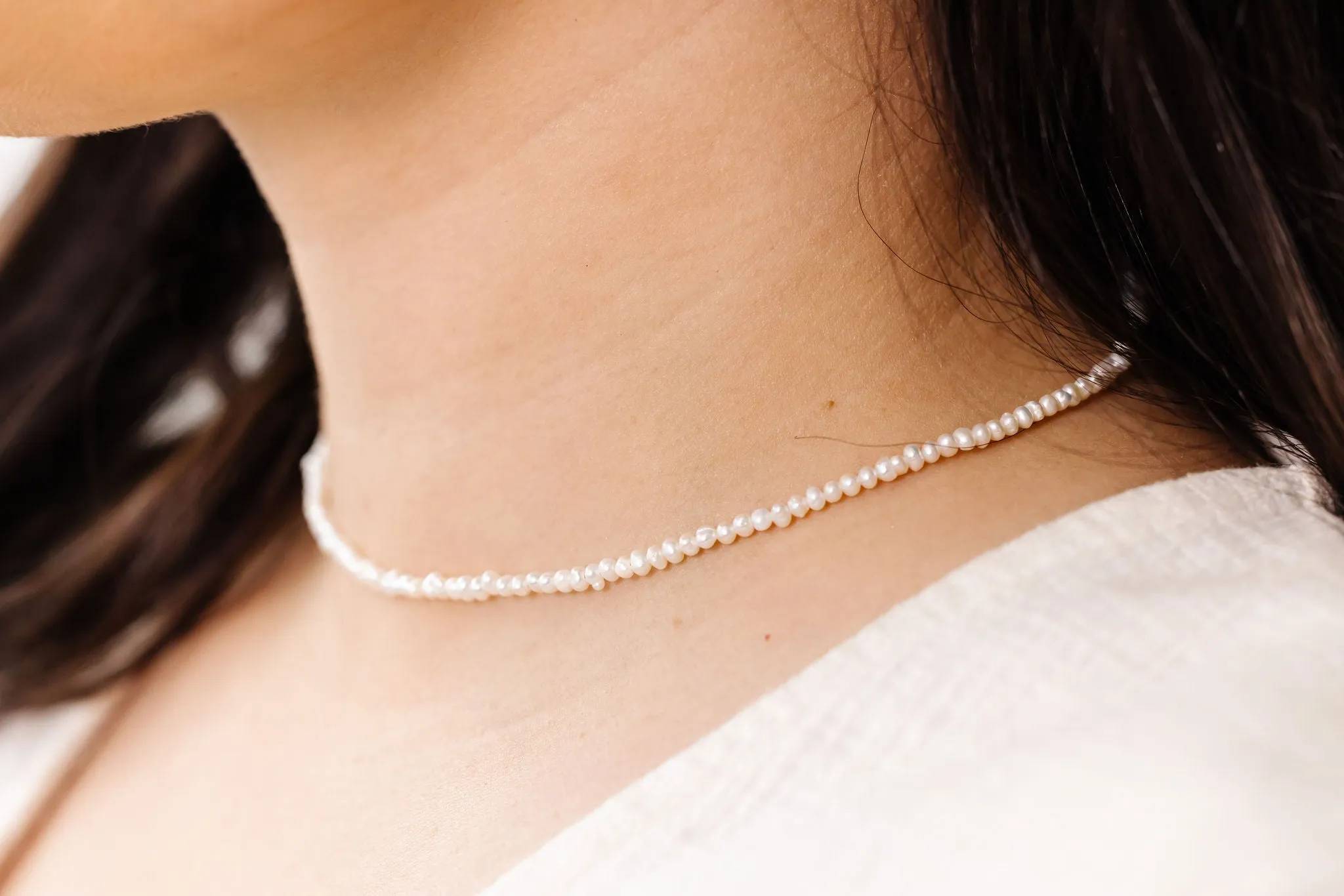 Mini Freshwater Pearl Necklace   Adult Bracelet Set (2MM Beads)