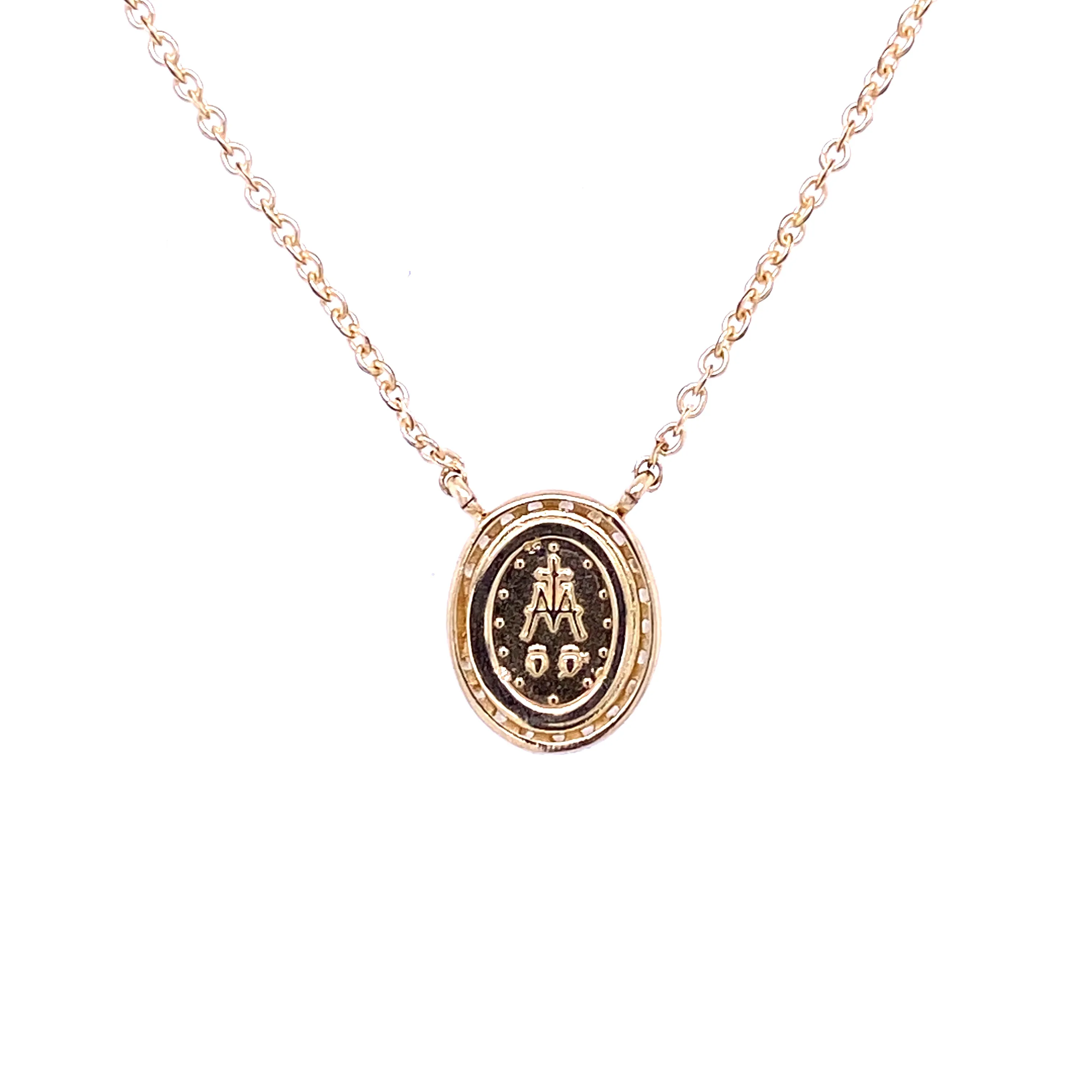 Miniature Guadalupe/Miraculous Medal with CZ Necklace