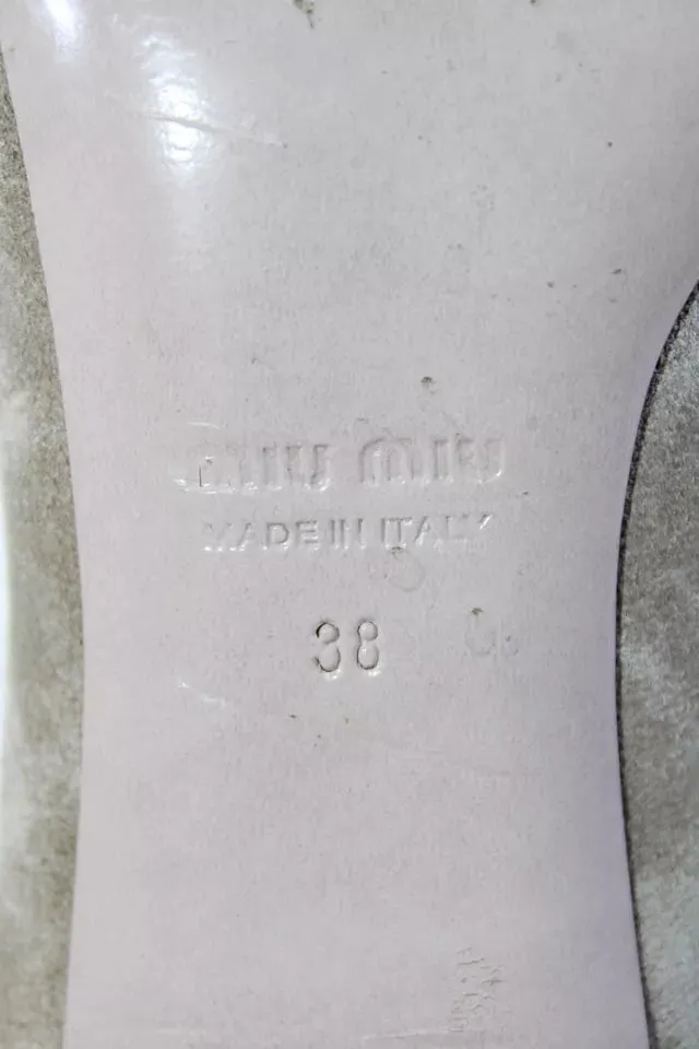 Miu Miu Italy. Beige Suede Round Toe Lace Up Block Heels Boot SZ 38