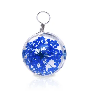 Natural Real Dried Flower Pendant Round Glass Locket Pendant, Real Pressed Flower Glass Dome Pendant Botanical Jewelry 10pcs