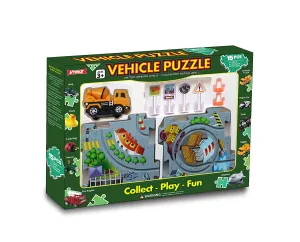 New GRAND INNOVATIONS Vehicle Puzzle! 15 Piece! Includes 1 Vehicle, Track & 6 Decorative Parts!