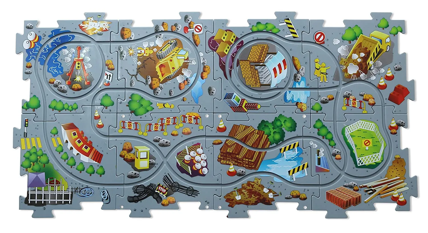 New GRAND INNOVATIONS Vehicle Puzzle! 15 Piece! Includes 1 Vehicle, Track & 6 Decorative Parts!