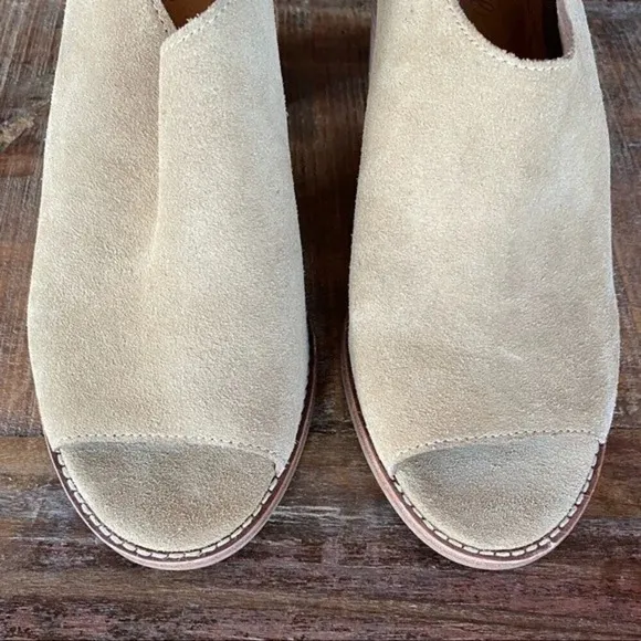 NEW, Madewell, The Cary Slingback Suede Sandal, Block Stacked Heel, Tan, Brown
