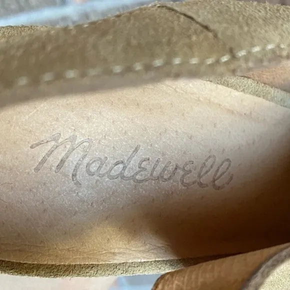 NEW, Madewell, The Cary Slingback Suede Sandal, Block Stacked Heel, Tan, Brown