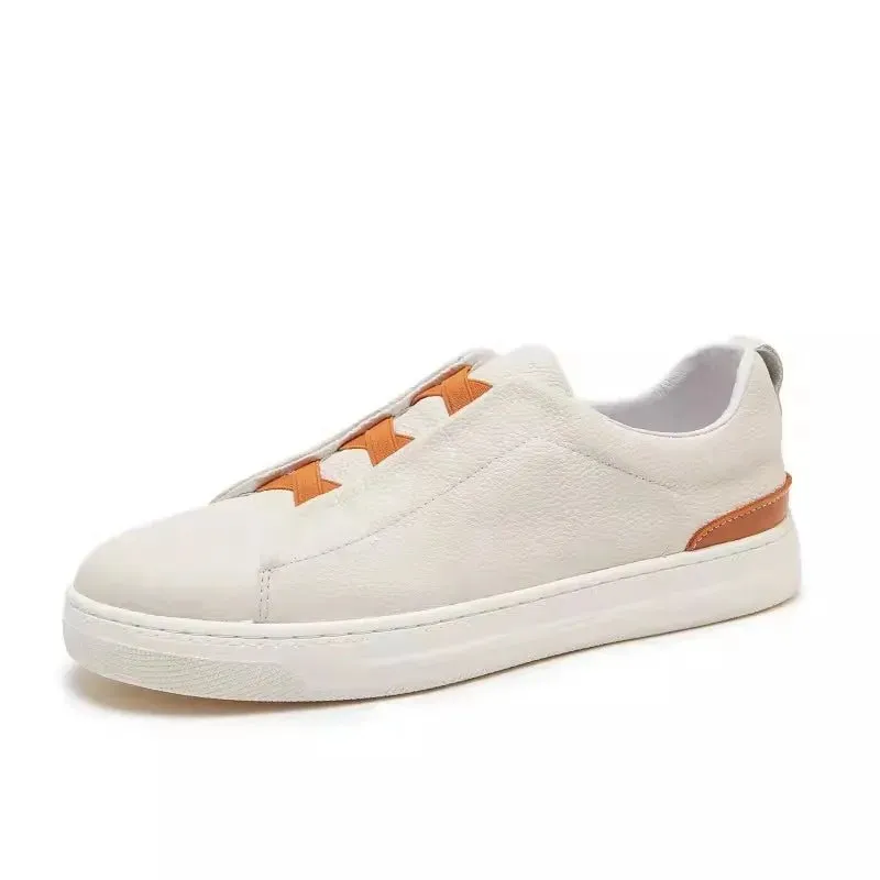 New Men's Cross Strap Genuine Leather Skateboard Loafers