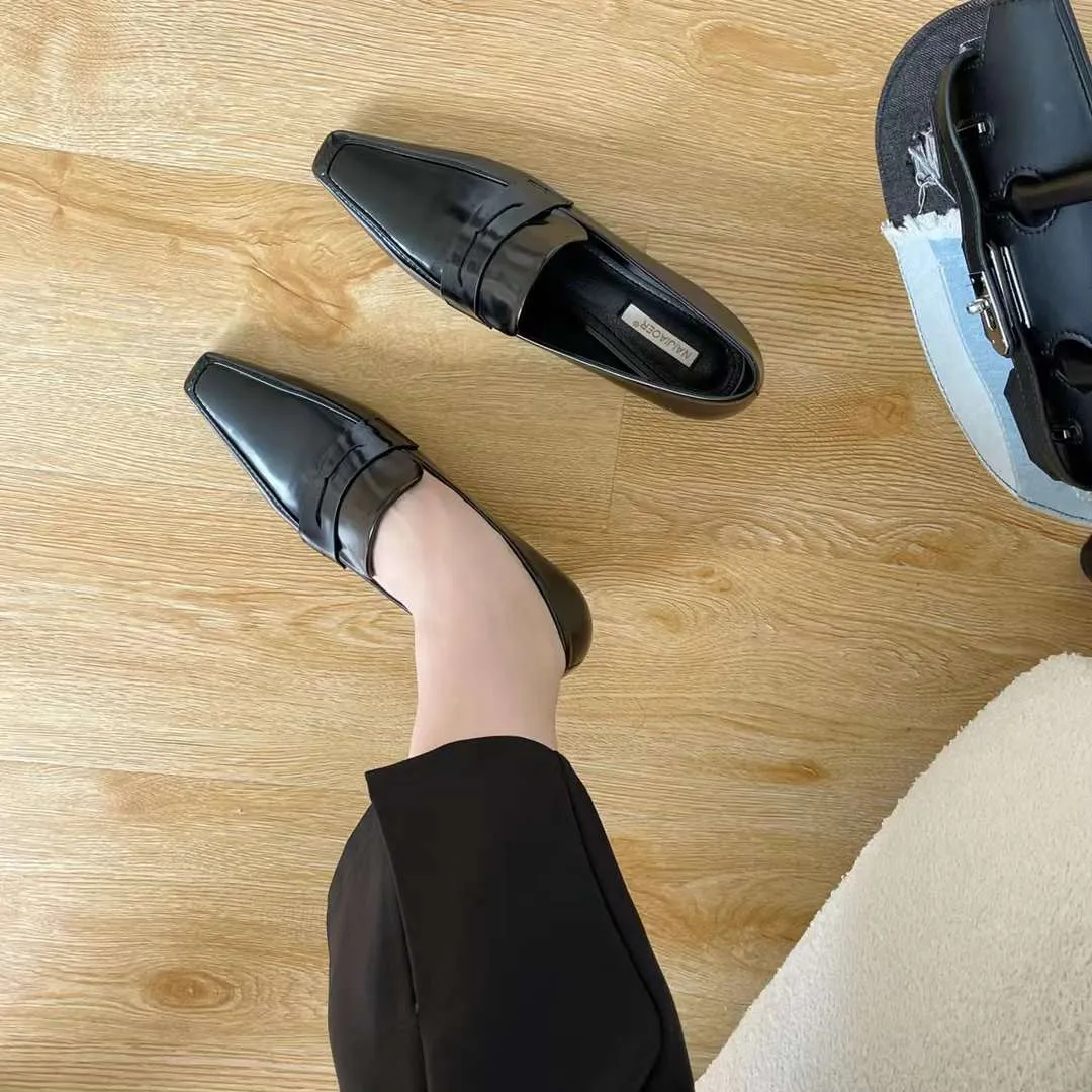 Nia Square Toe Kitten Heels Loafers