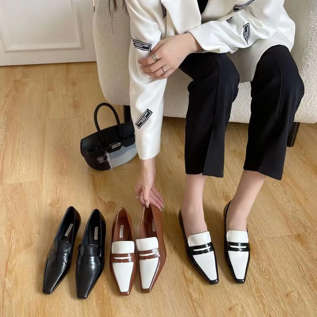 Nia Square Toe Kitten Heels Loafers
