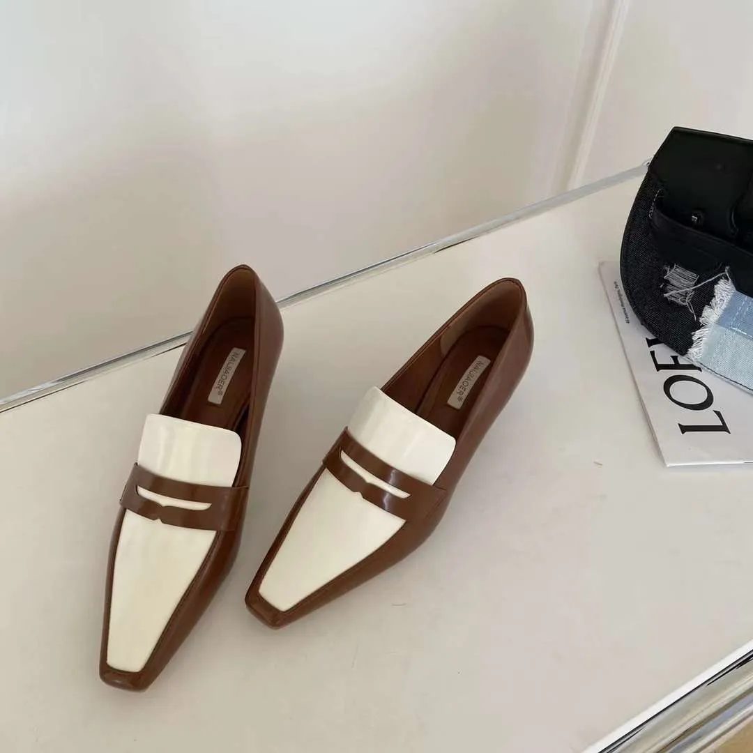 Nia Square Toe Kitten Heels Loafers
