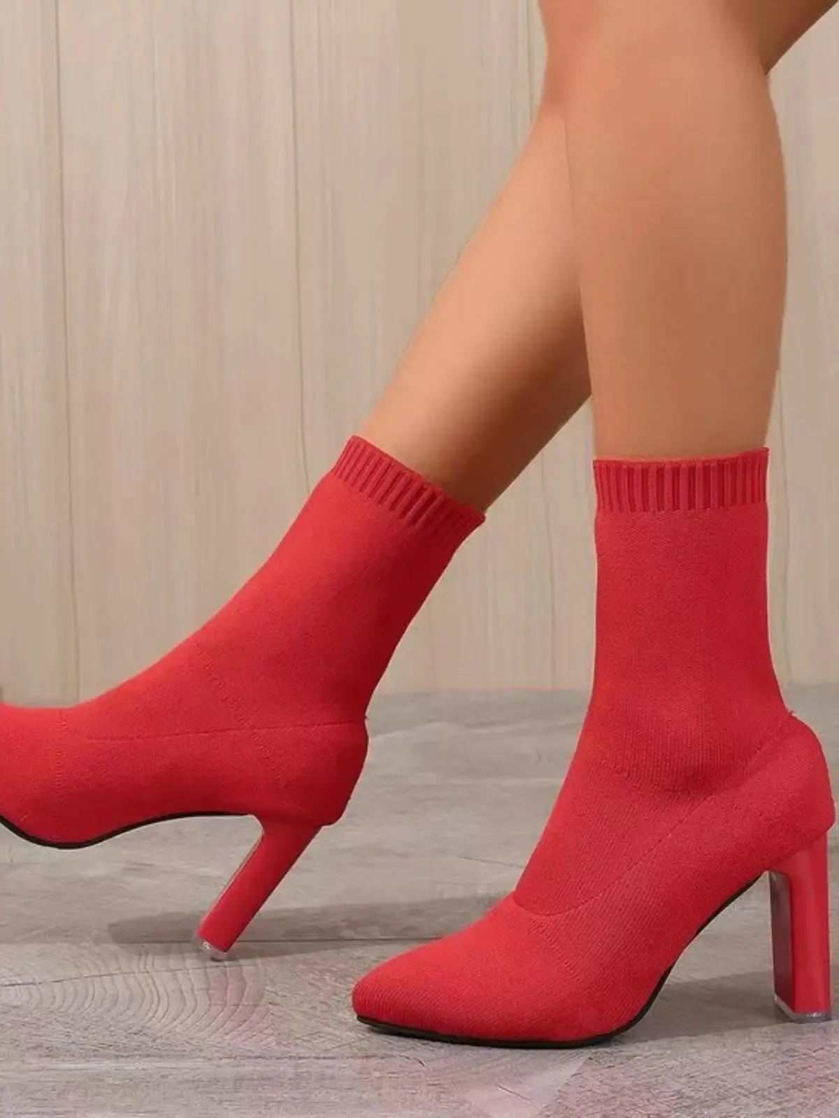'Noa' Pointed Toe Block Heel Boots