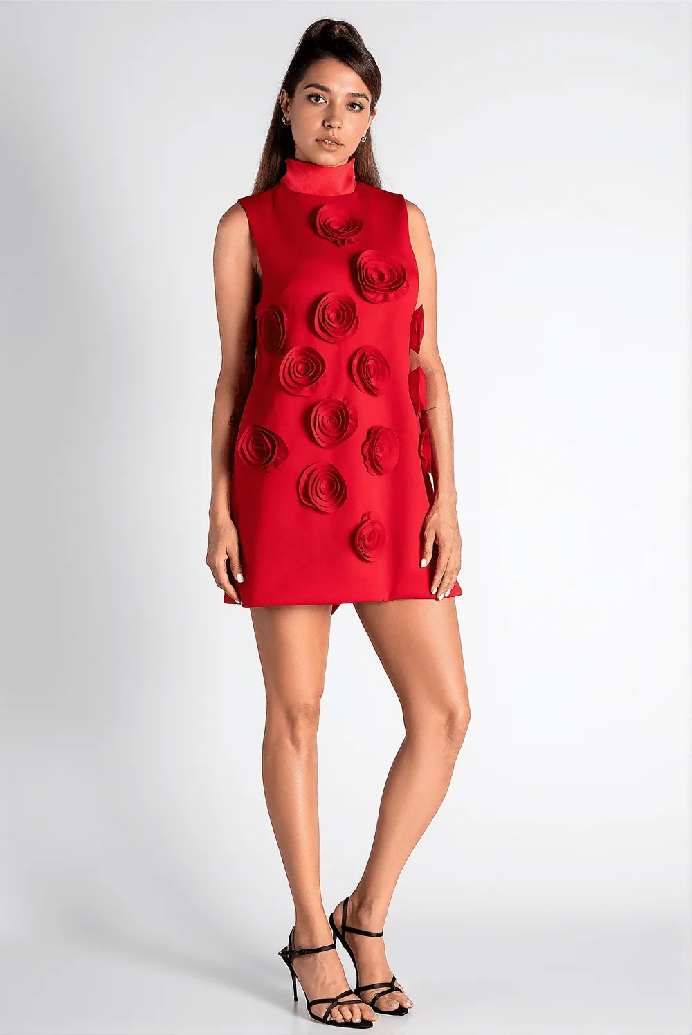 Nonyah High Neck 3D Flower Mini Dress