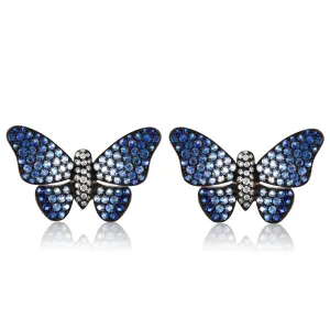 Ombre Blue Sapphire Butterfly Studs