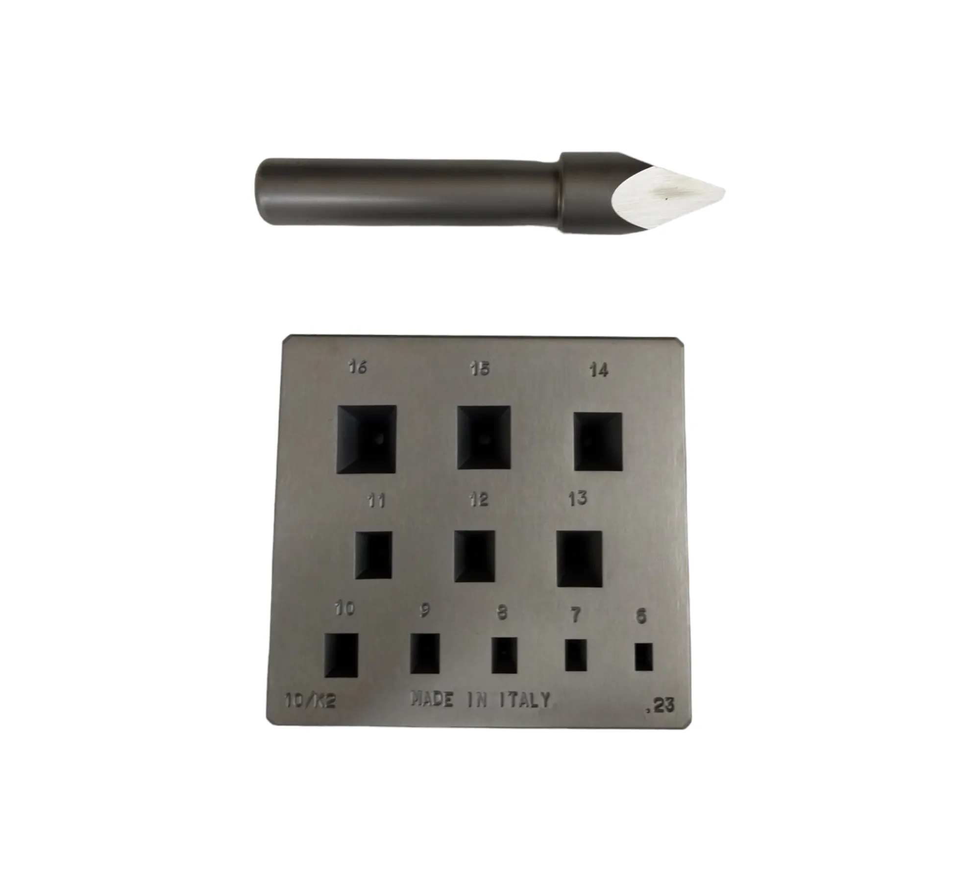 Omo Italy Bezel Block & Punch Set (Collet Plate) - ROUND 3mm to 13mm / 17 degrees