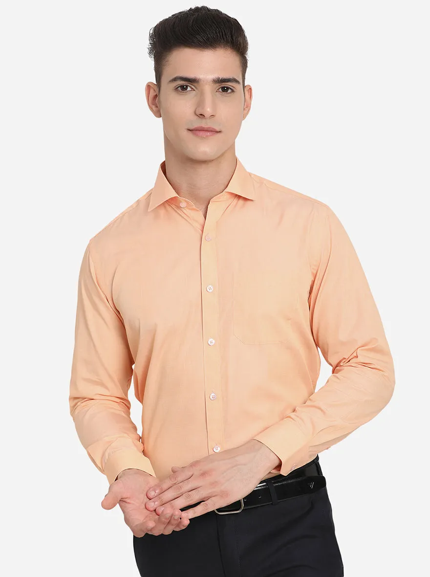 Orange Solid Regular Fit Formal Shirt | JadeBlue