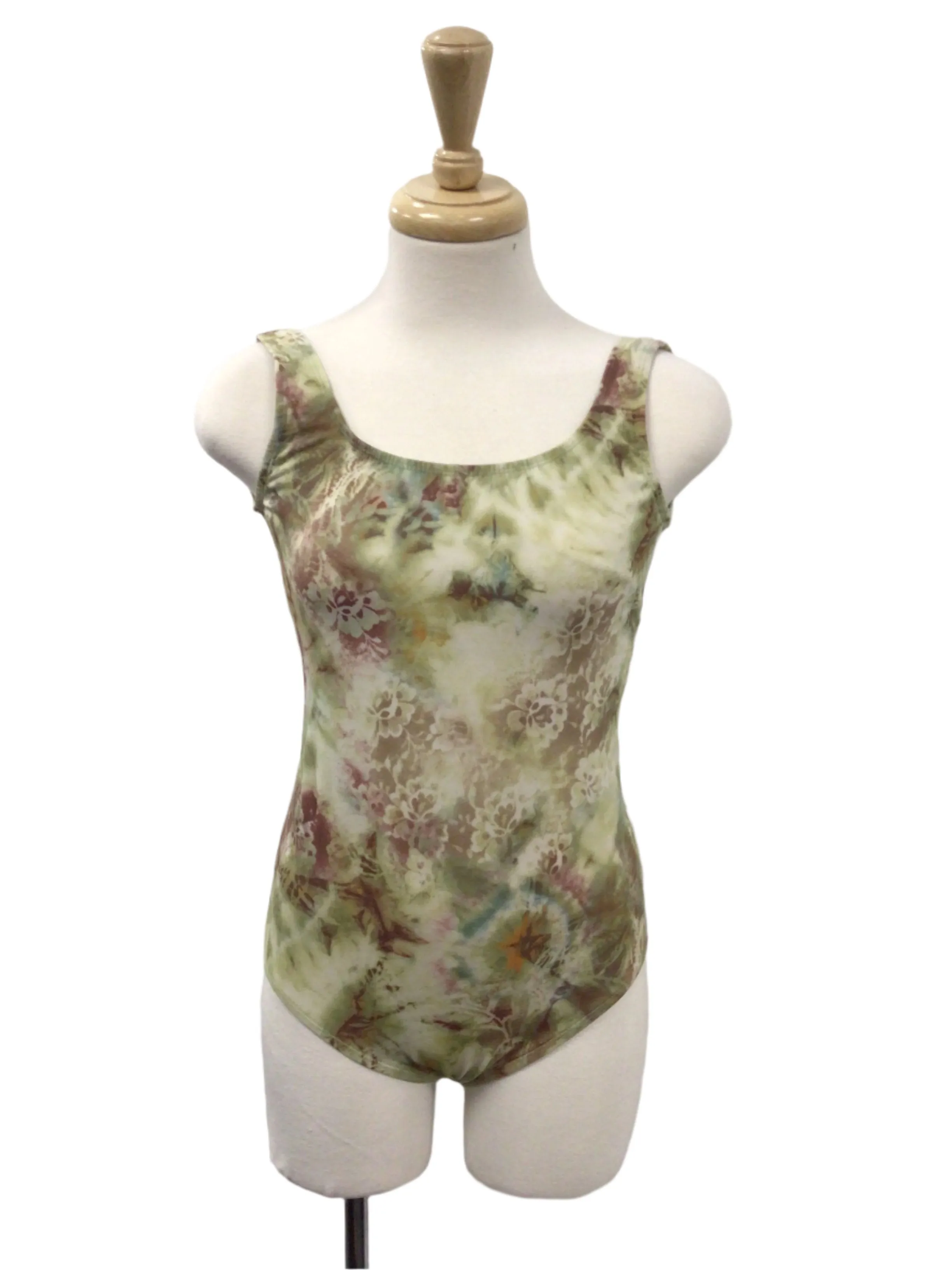 Pale Green Flower Pattern Leotard