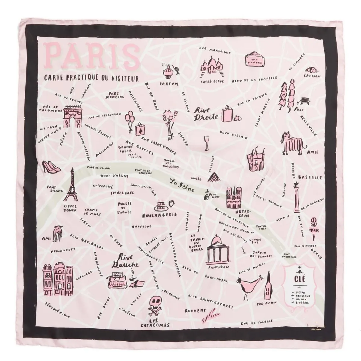 Paris Map Square Scarf