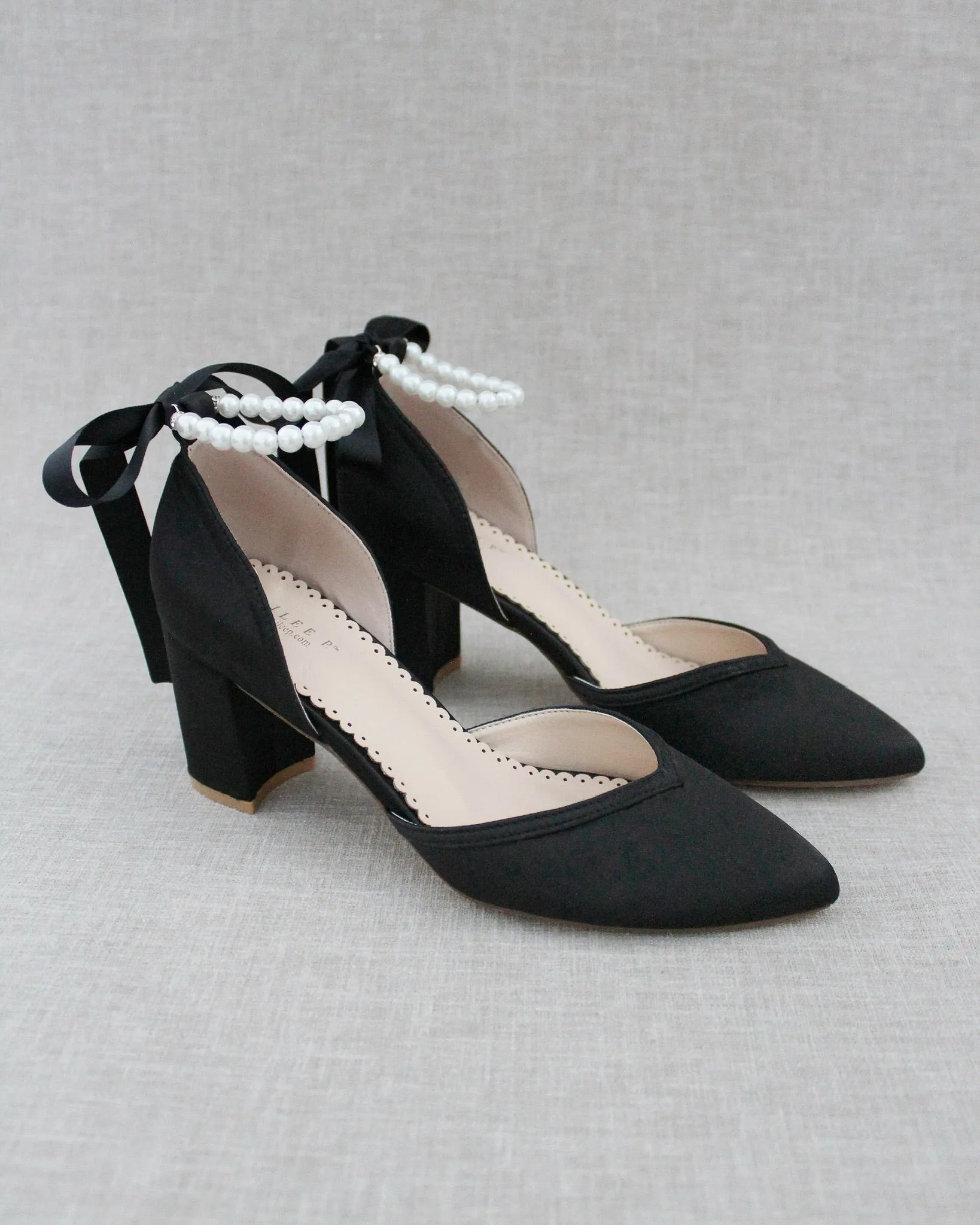 Pearl Ankle Strap Evening Block Heel