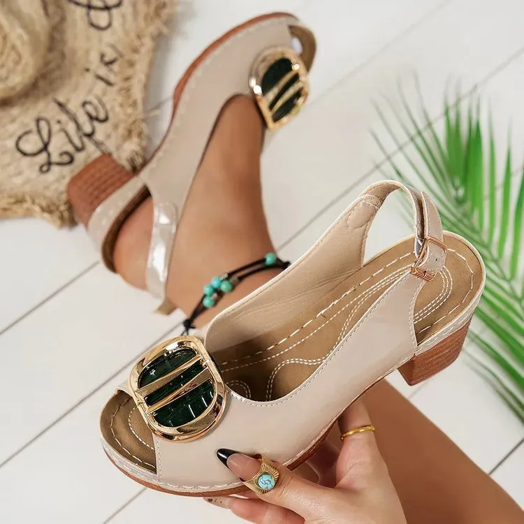 Peep Toe Block Heels Sandals