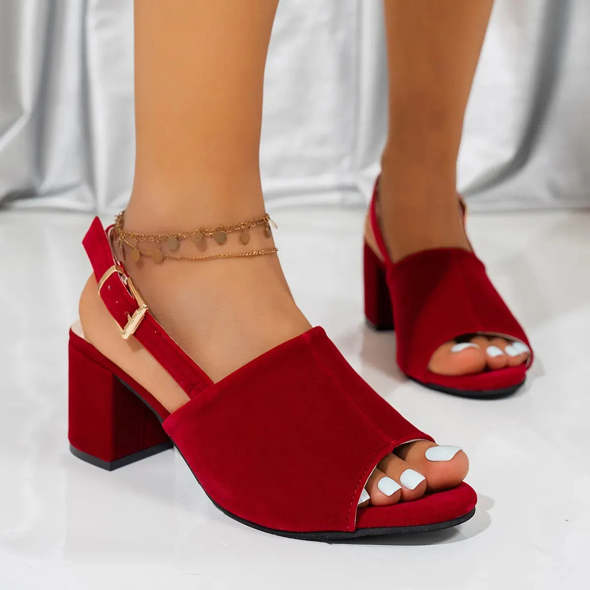 Peep Toe Block Heels Sandals