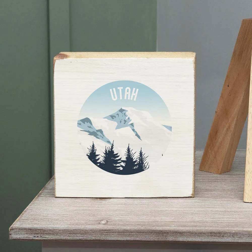 Personalized Scenic Mountain Top Decorative Wooden Block