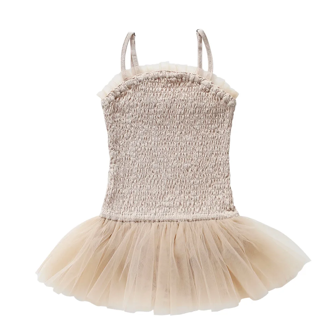 pirouette tutu playsuit - oatmeal crepe