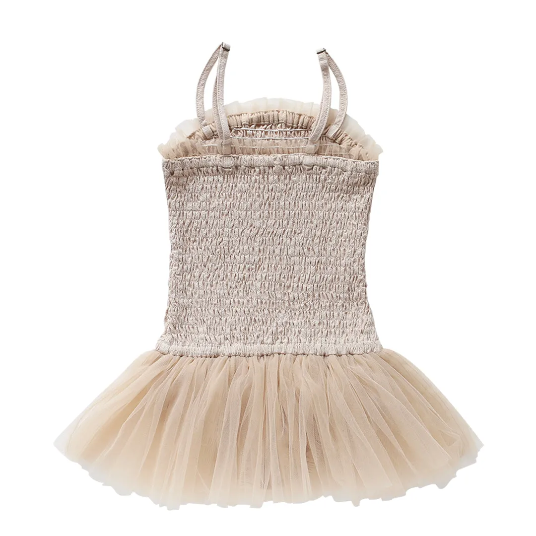 pirouette tutu playsuit - oatmeal crepe