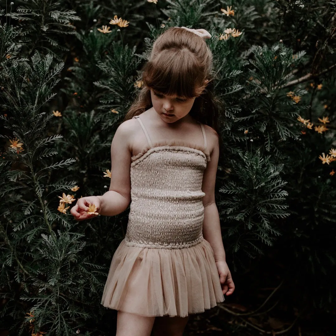 pirouette tutu playsuit - oatmeal crepe