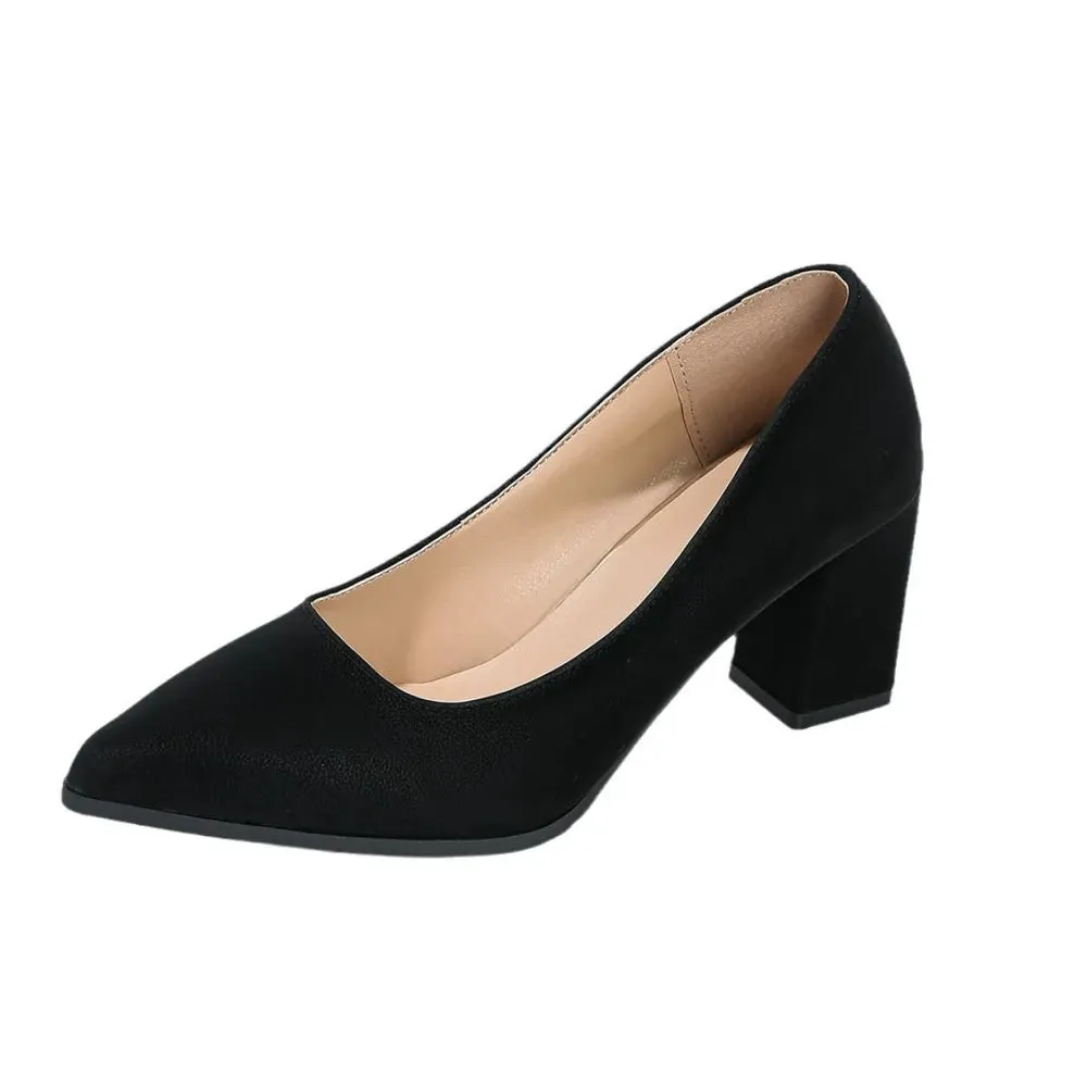 Point Toe Block Heels Pumps