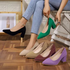 Point Toe Block Heels Pumps