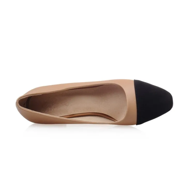 Pointed Toe Women Pumps Mid Chunky Heels Shoes 9974