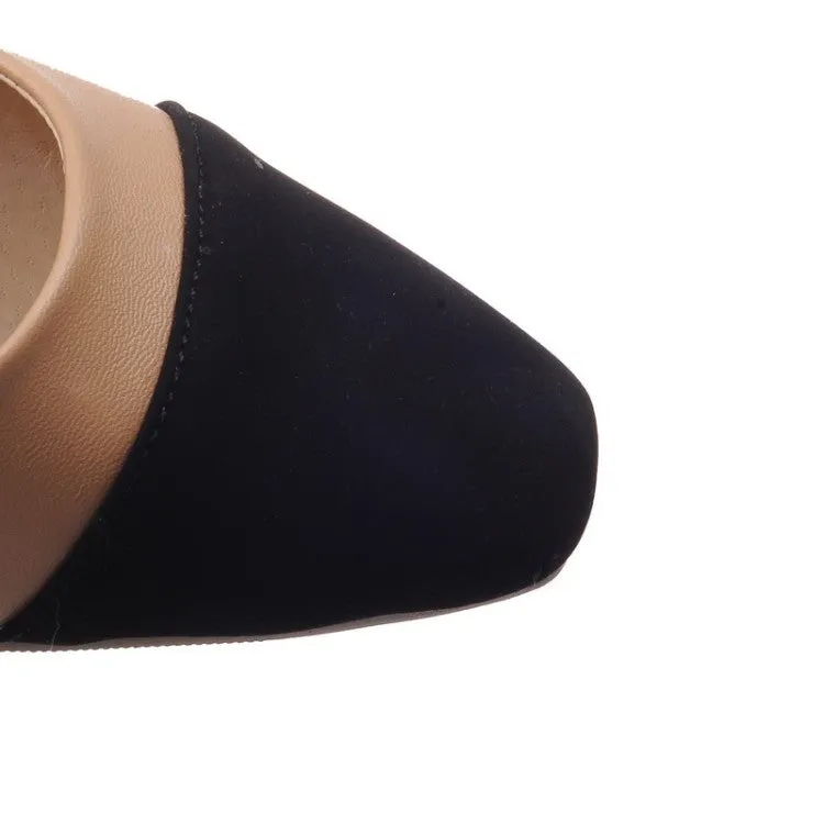 Pointed Toe Women Pumps Mid Chunky Heels Shoes 9974