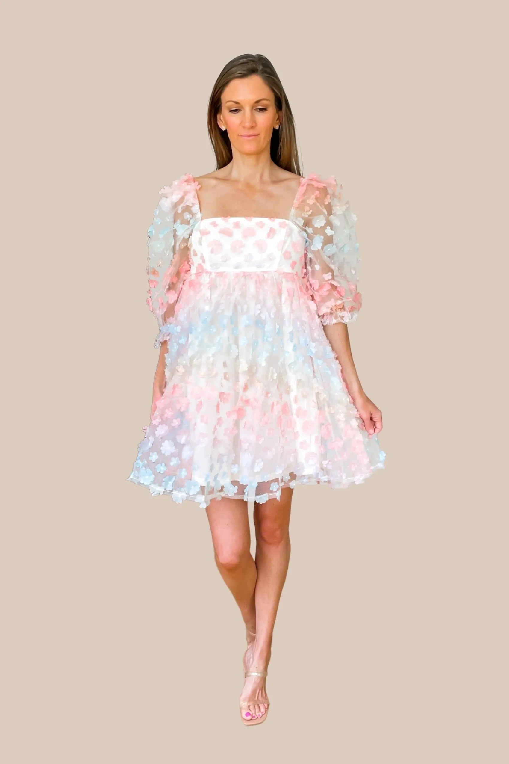 Rainbow Floral Babydoll Dress