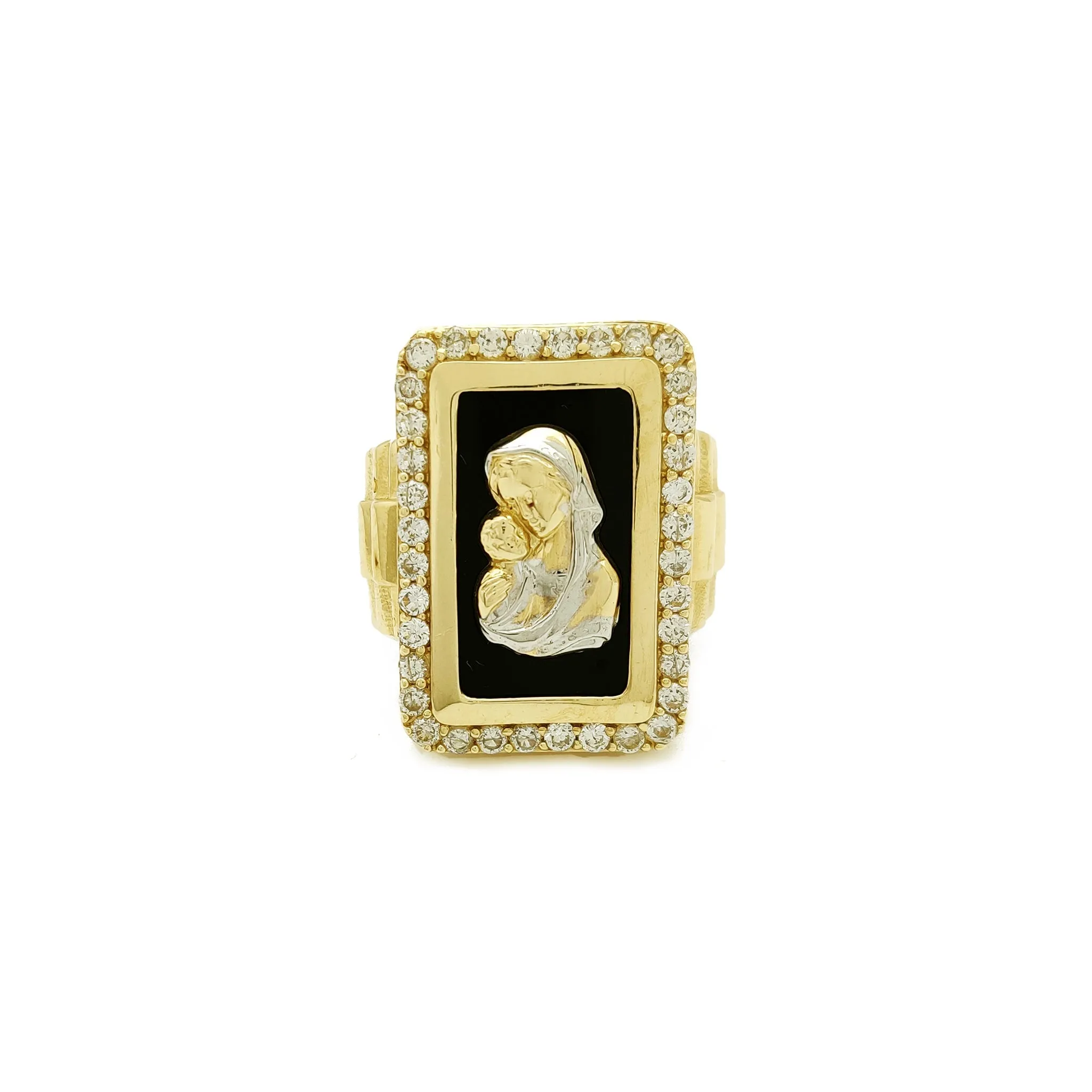 Rectangle Halo Virgin Mary Presidential Ring (14K)