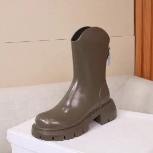 Round Toe Block Heels Boots