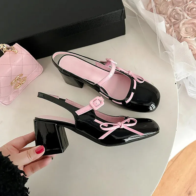 Round Toe Block Heels Loafers