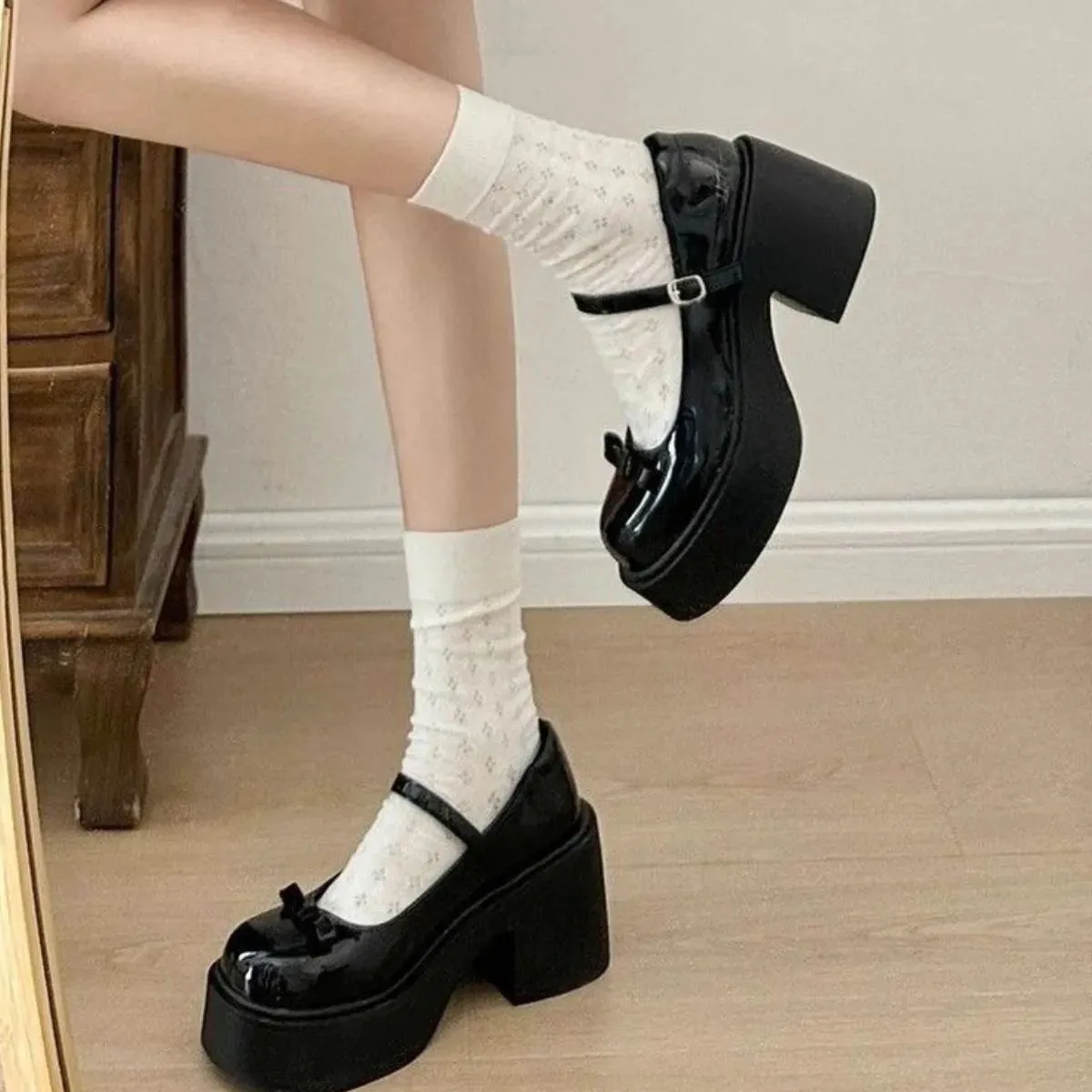 Round Toe Block Heels Loafers