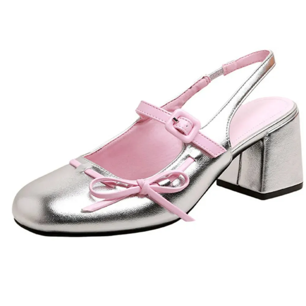 Round Toe Block Heels Loafers