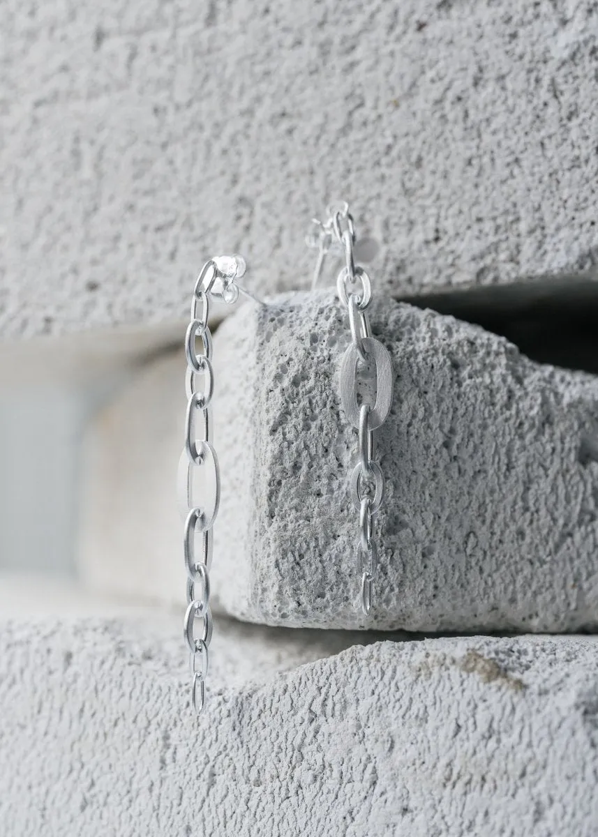 Row Chain Earrings - Sølv